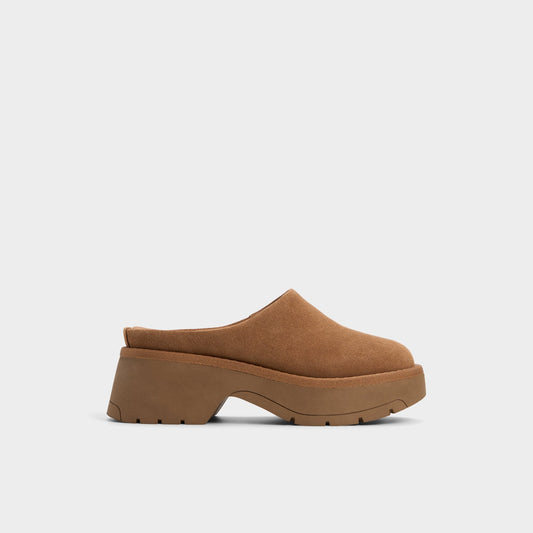 Academia Camel Women's Cold Weather Shoes - Heeled mule, Lug sole - Camel