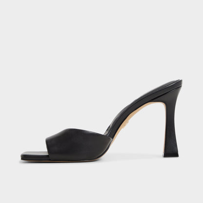 Jennifer in Black - Heeled mule, Stiletto heel - Black