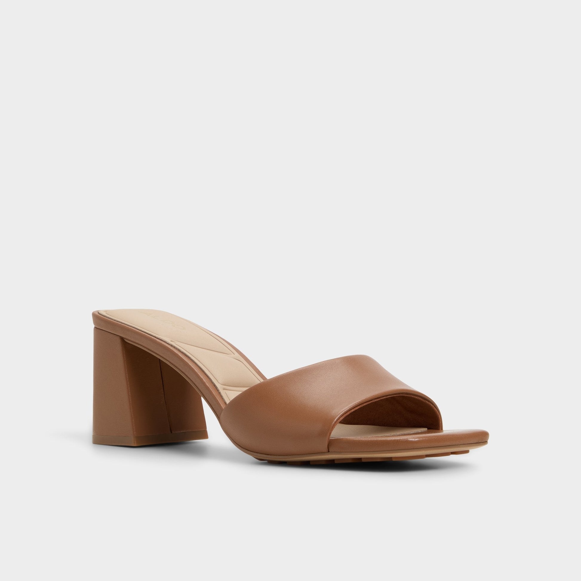 Tisha Tan Women's Heeled mules - Heeled mule, Block heel - Tan
