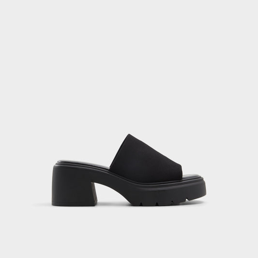Harrietta Black Women's Wedges - Heeled mule, Block heel - Black