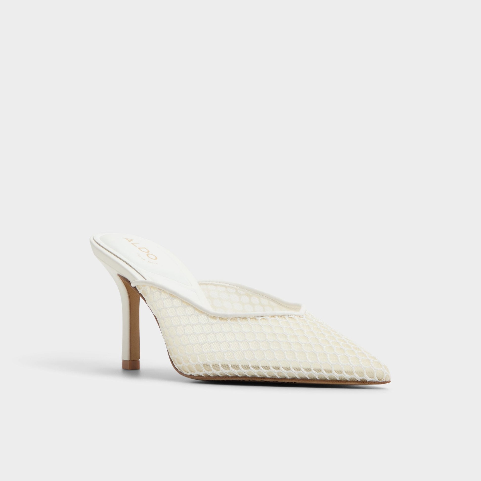 Gamilia Open White Textile Mesh Women's Mesh - Heeled mule, Stiletto heel - Open white