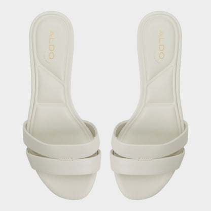 Scarletta White/Bone Women's Mule slides - Heeled mule, Kitten heel - White/Bone