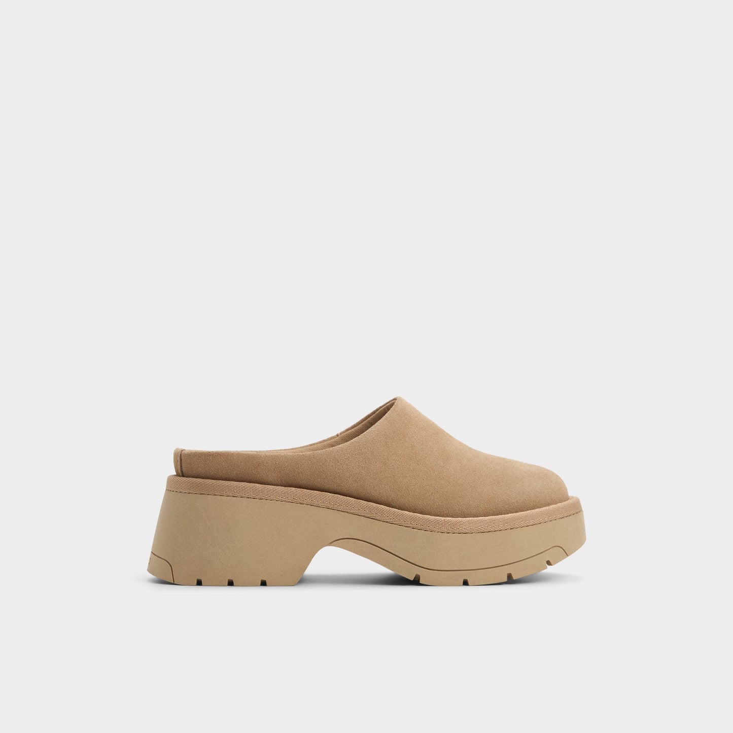 Academia Beige Women's Cold Weather Shoes - Heeled mule, Lug sole - Beige