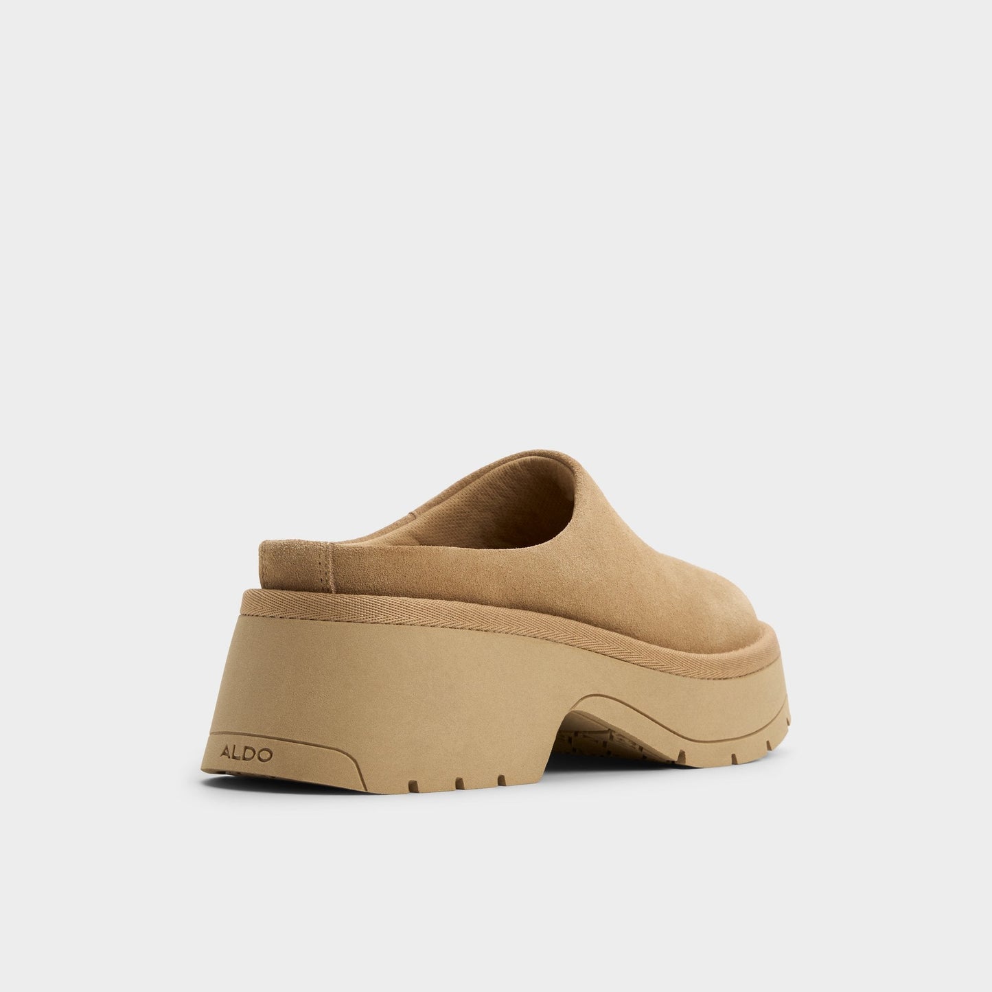 Academia Beige Women's Cold Weather Shoes - Heeled mule, Lug sole - Beige