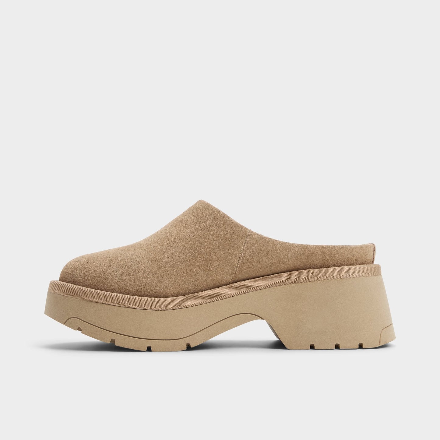 Academia Beige Women's Cold Weather Shoes - Heeled mule, Lug sole - Beige