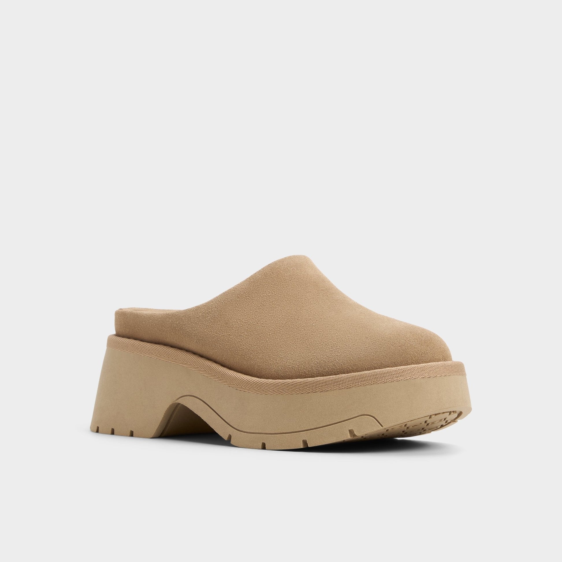 Academia Beige Women's Cold Weather Shoes - Heeled mule, Lug sole - Beige