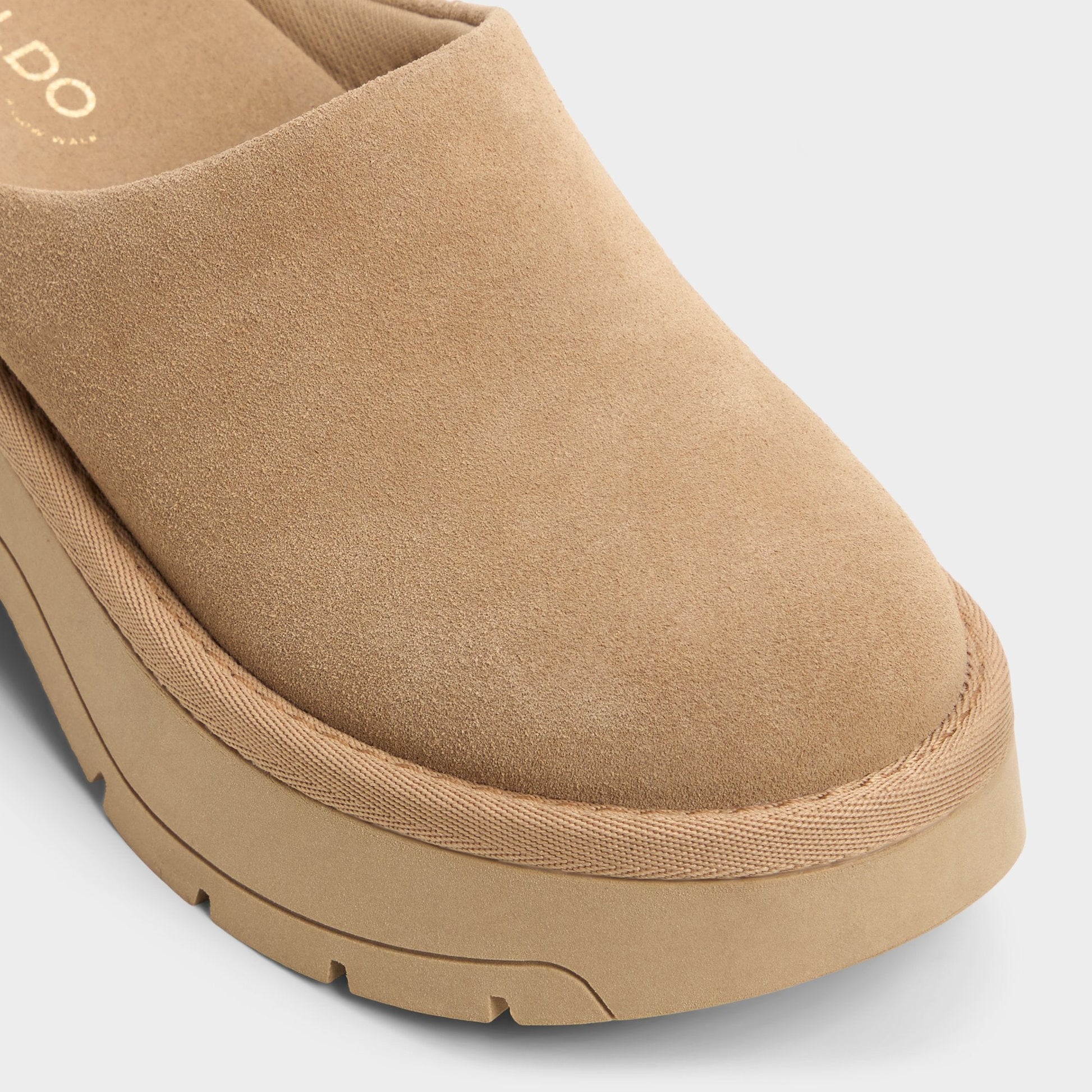 Academia Beige Women's Cold Weather Shoes - Heeled mule, Lug sole - Beige