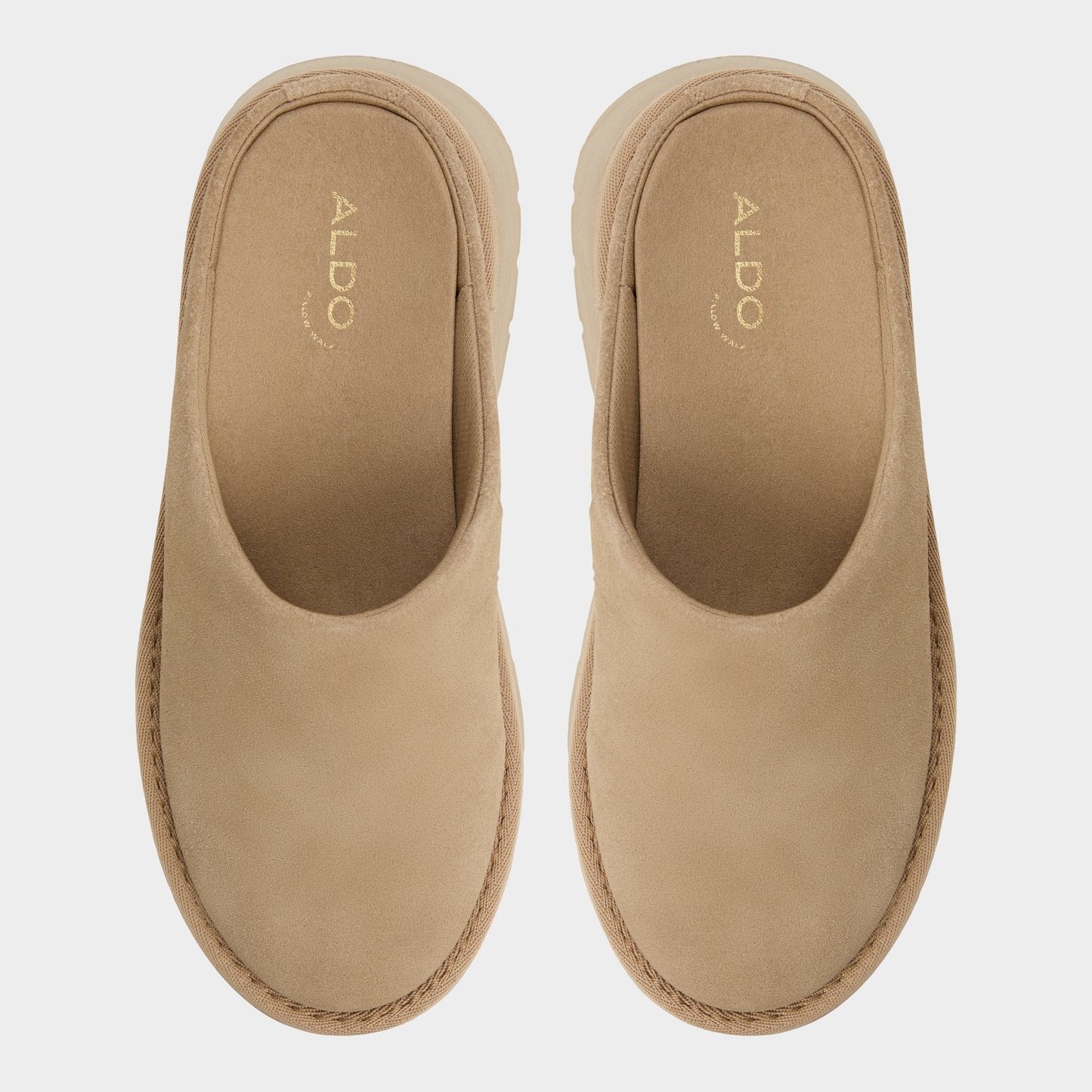 Academia Beige Women's Cold Weather Shoes - Heeled mule, Lug sole - Beige