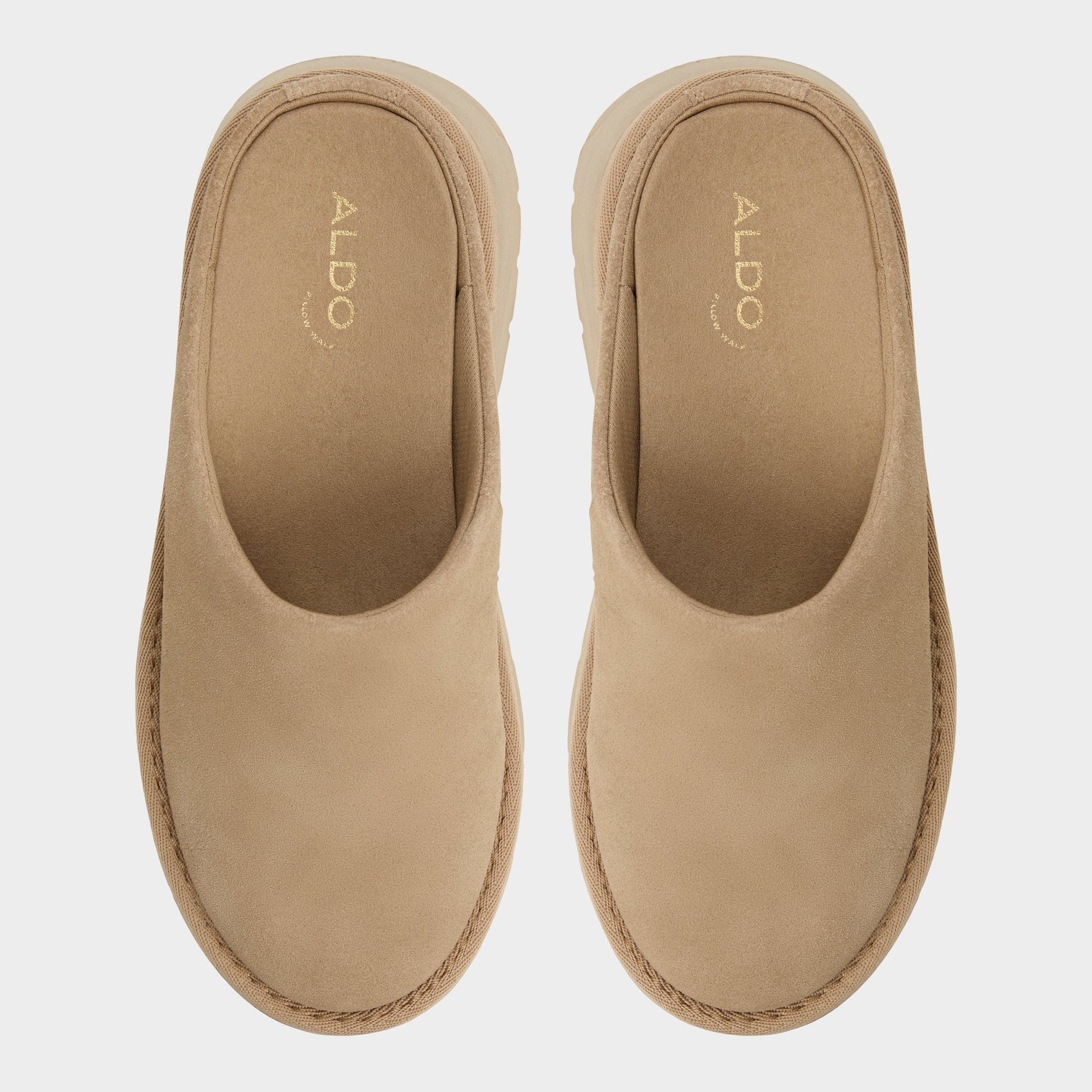Academia Beige Women's Cold Weather Shoes - Heeled mule, Lug sole - Beige