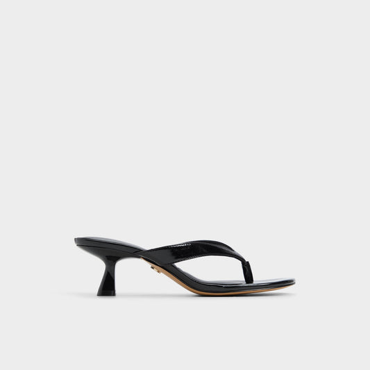 Jump Black Women's Strappy sandals - Heeled flip flop, Kitten heel - Black