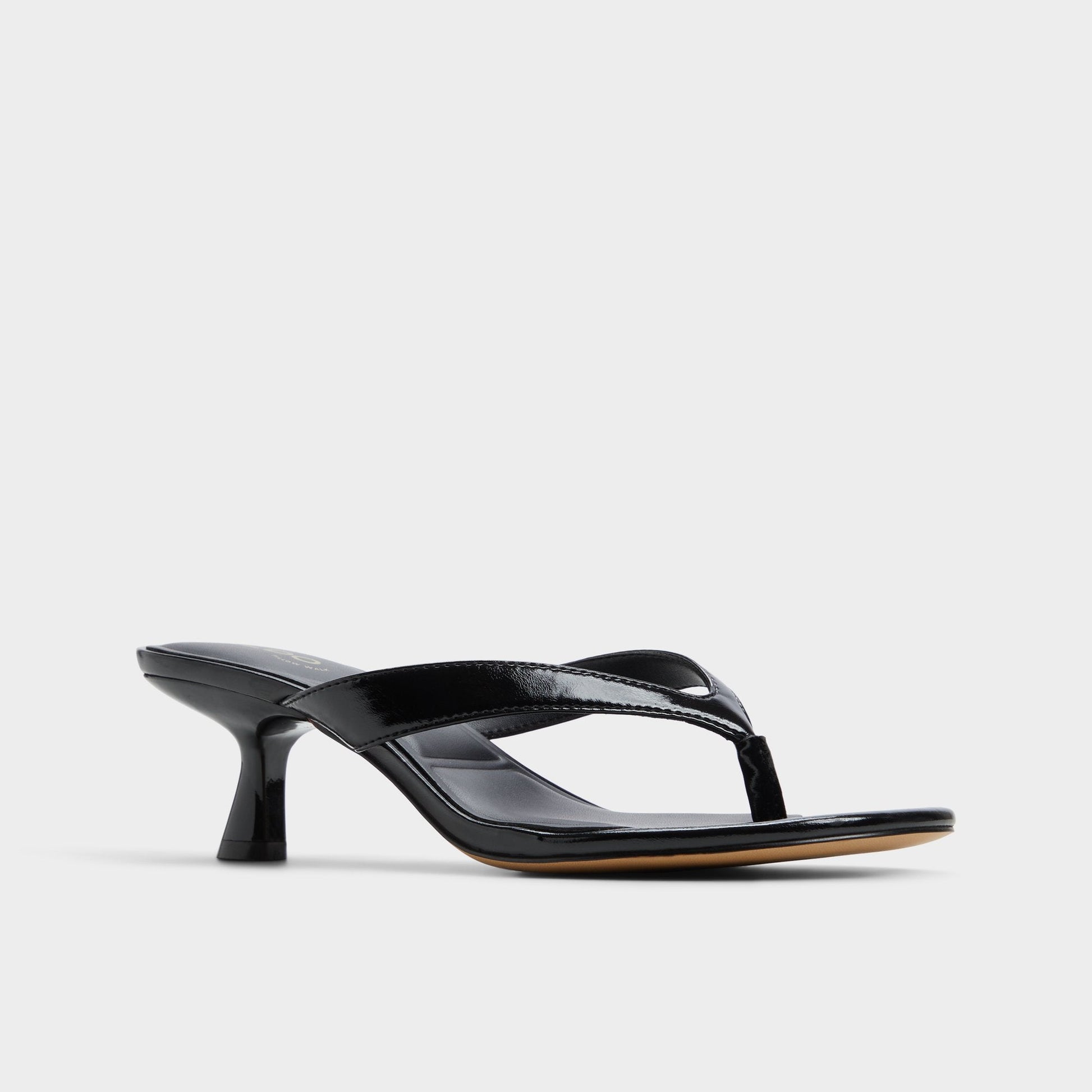 Jump Black Women's Strappy sandals - Heeled flip flop, Kitten heel - Black