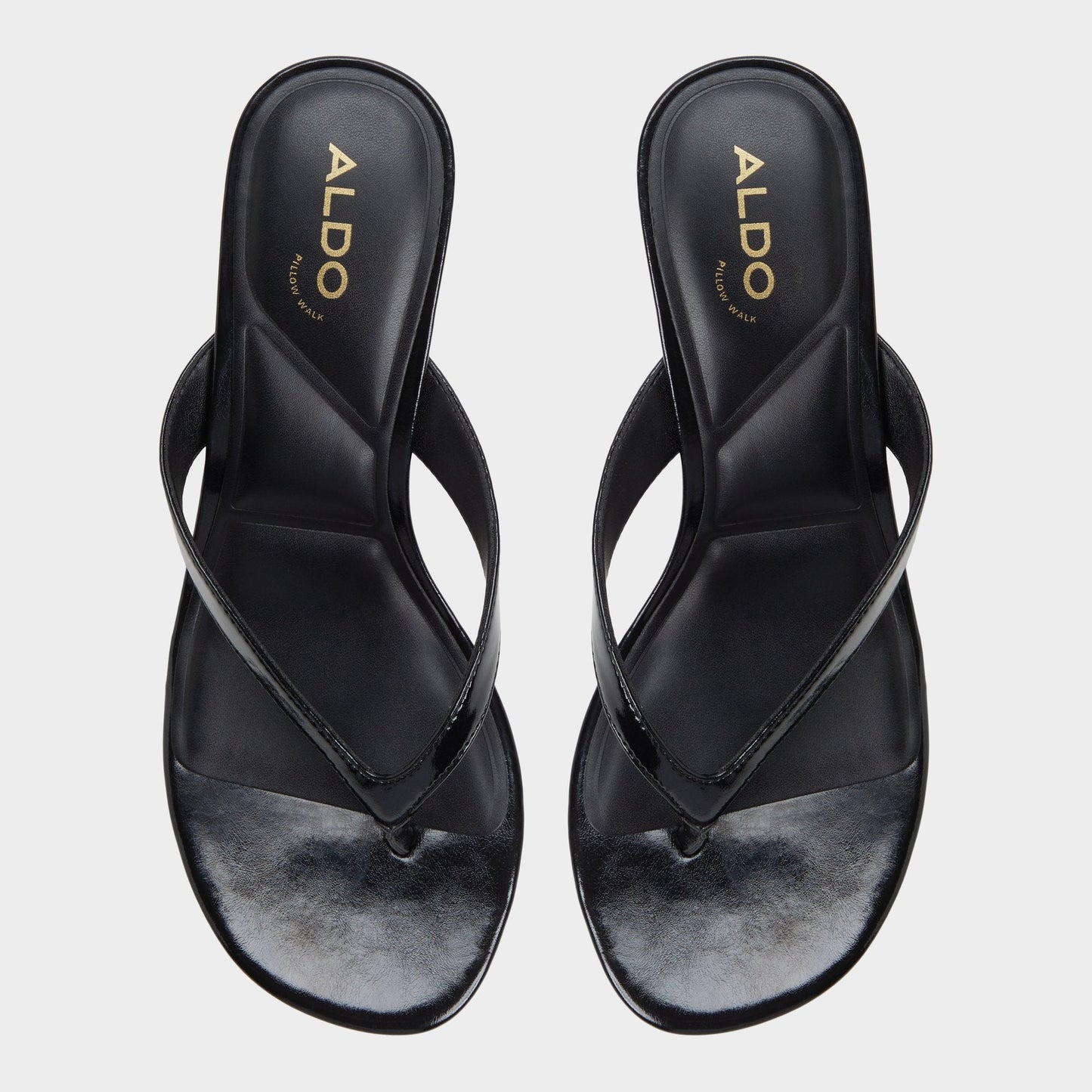 Jump Black Women's Strappy sandals - Heeled flip flop, Kitten heel - Black