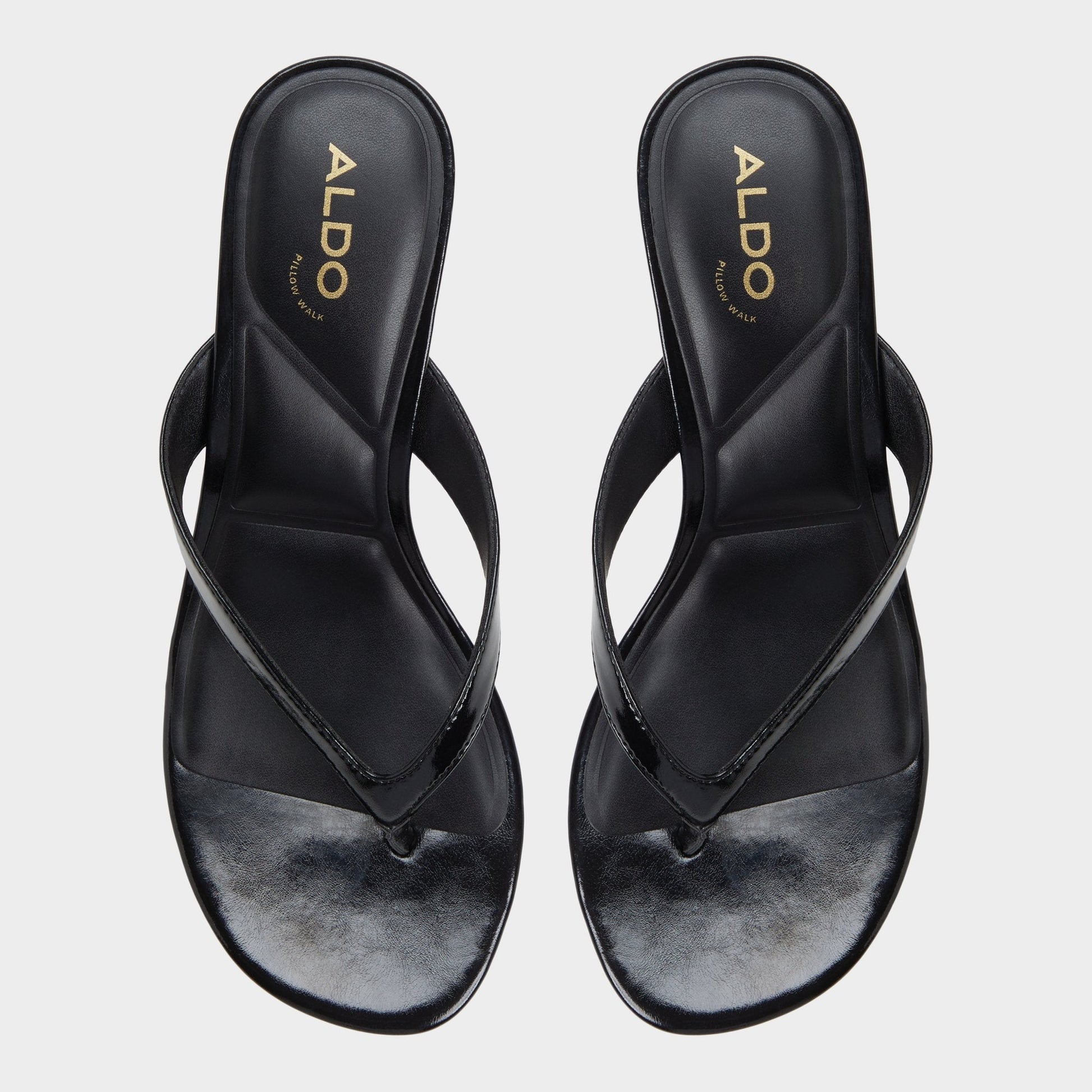 Jump Black Women's Strappy sandals - Heeled flip flop, Kitten heel - Black