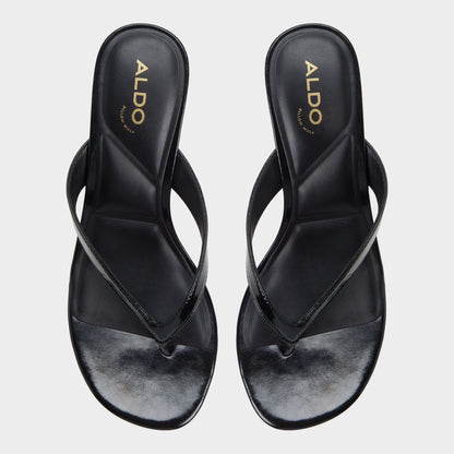 Jump Black Women's Strappy sandals - Heeled flip flop, Kitten heel - Black