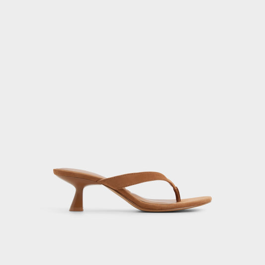 Jump in Medium Brown - Heeled flip flop, Kitten heel - Medium brown