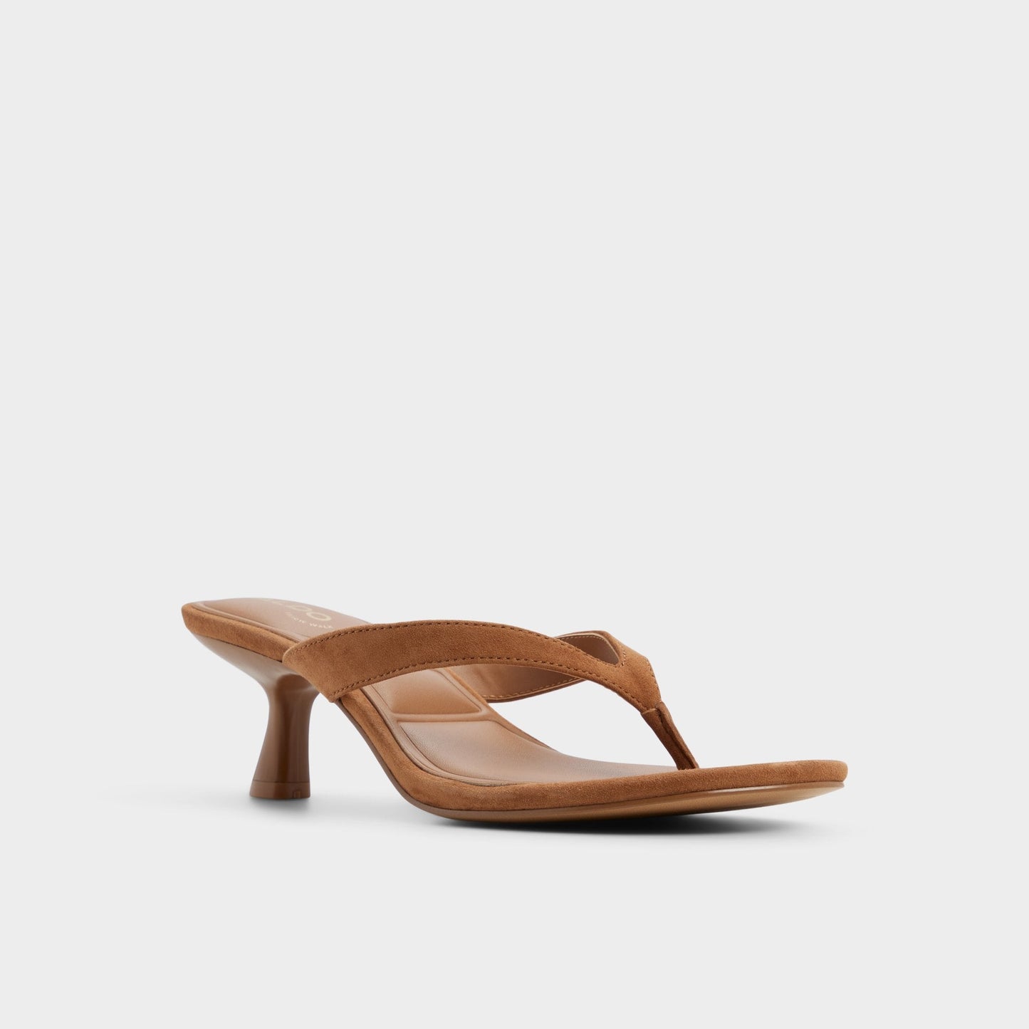 Jump in Medium Brown - Heeled flip flop, Kitten heel - Medium brown
