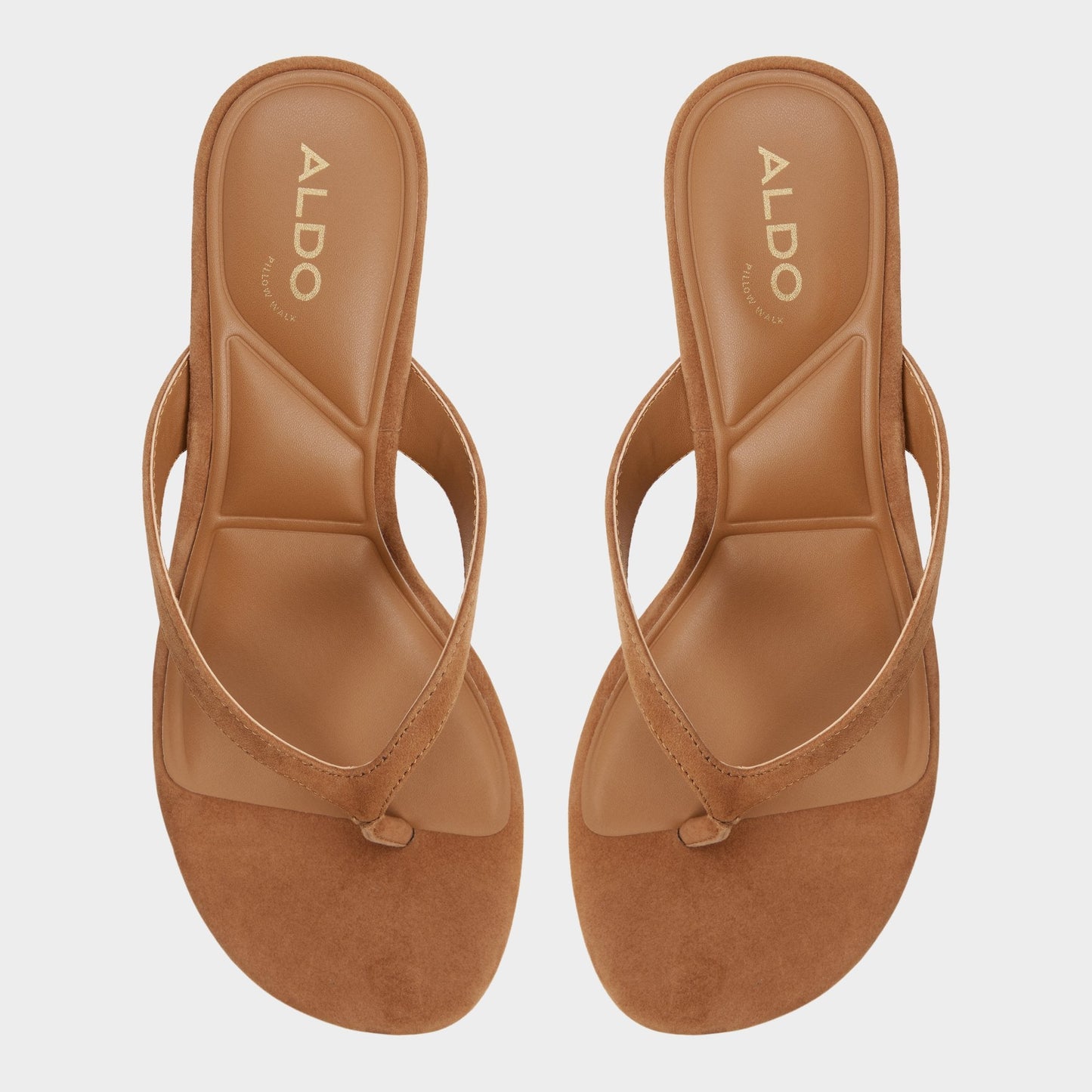 Jump in Medium Brown - Heeled flip flop, Kitten heel - Medium brown