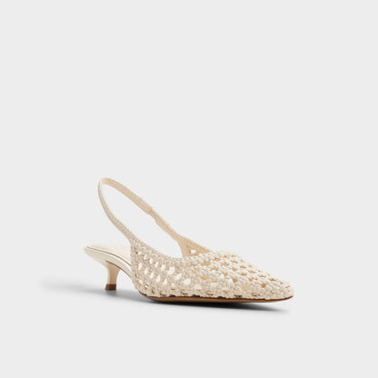 Violettia in Light Beige - Sling back high heel, Kitten heel - Light beige