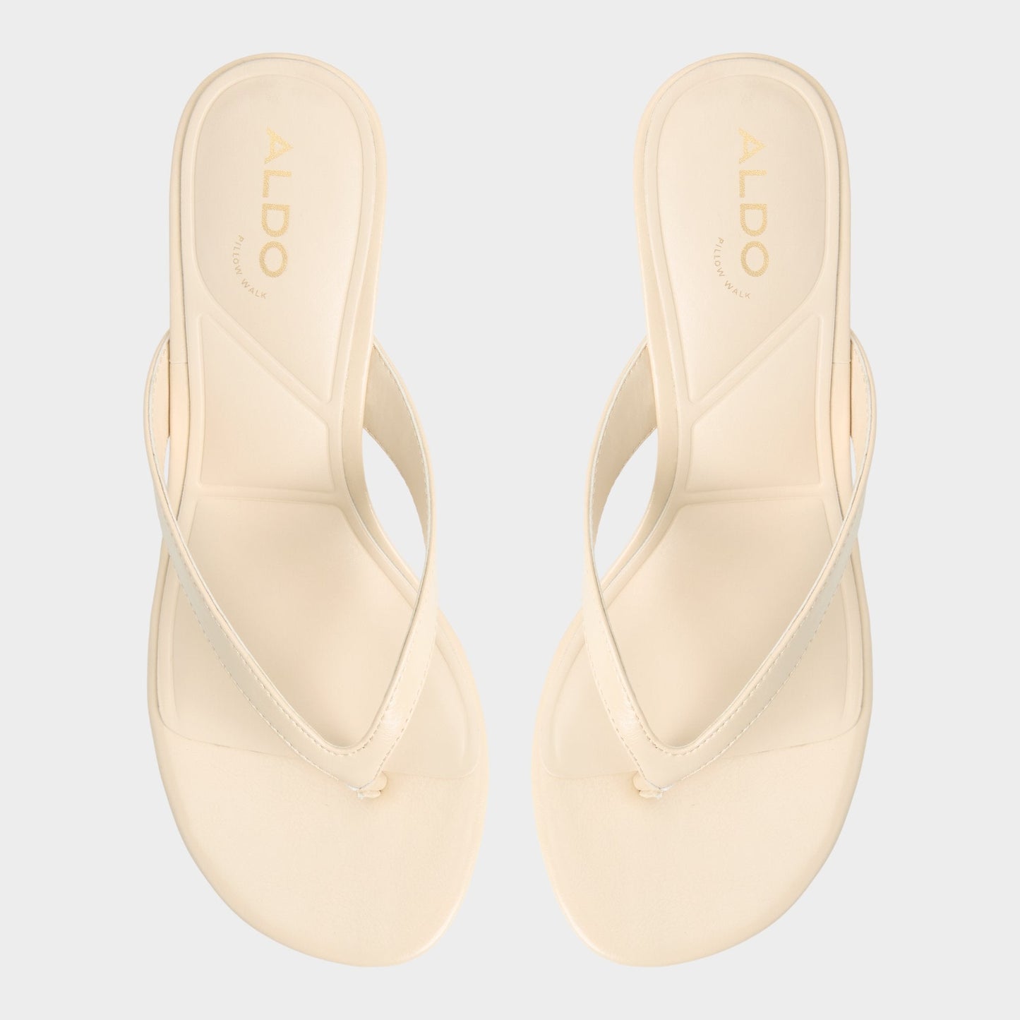 Jump in Cream - Heeled flip flop, Kitten heel - Cream