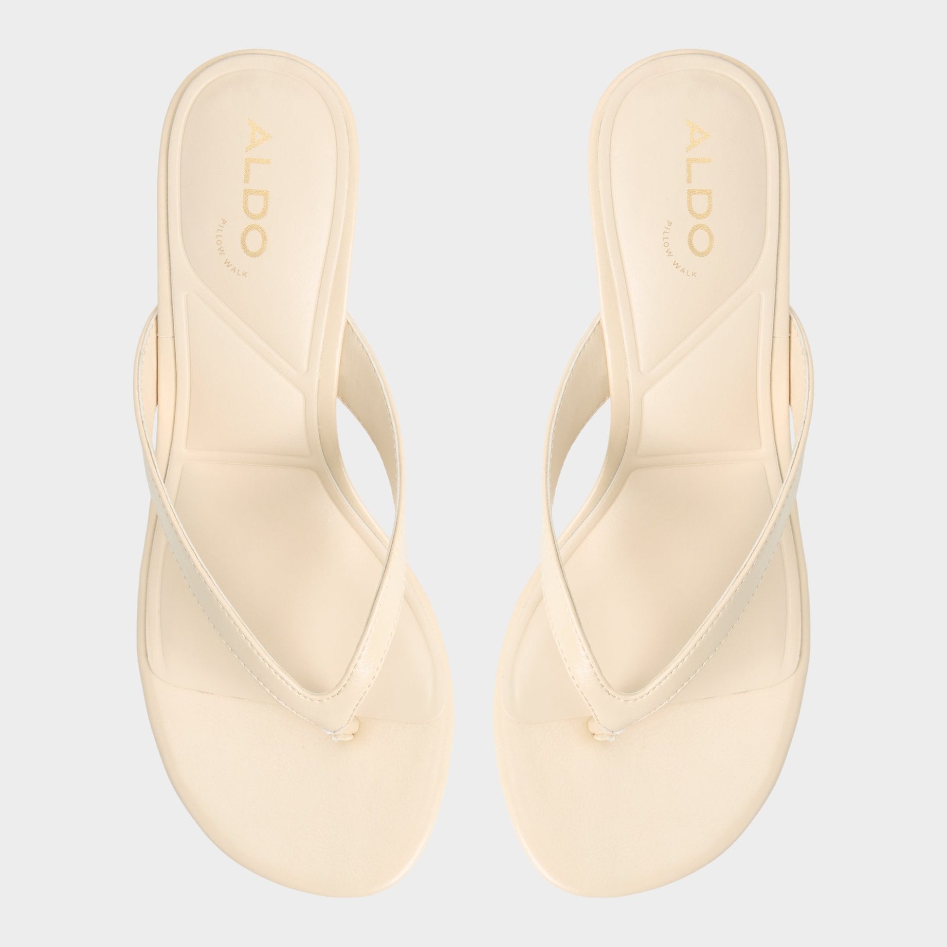 Jump in Cream - Heeled flip flop, Kitten heel - Cream
