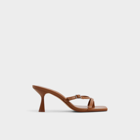 Gannever - Heeled flip flop, Kitten heel - Medium Brown