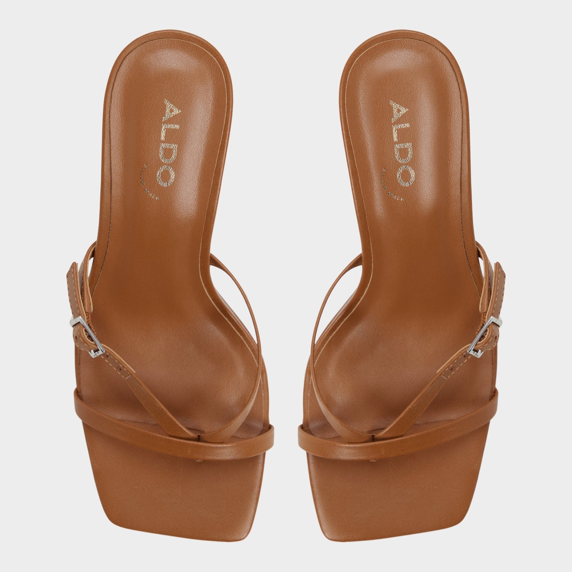 Gannever - Heeled flip flop, Kitten heel - Medium Brown