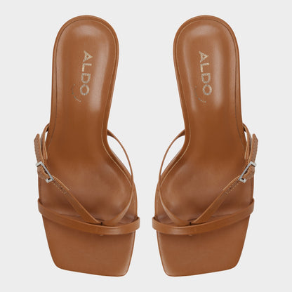 Gannever - Heeled flip flop, Kitten heel - Medium Brown