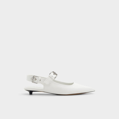 Kellya White Women's Slingbacks - Sling back high heel, Kitten heel - White