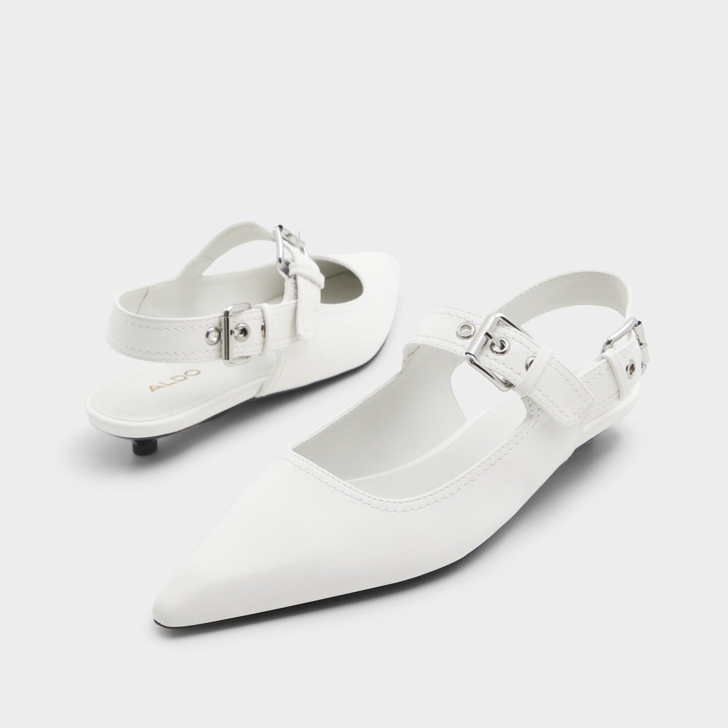 Kellya White Women's Slingbacks - Sling back high heel, Kitten heel - White