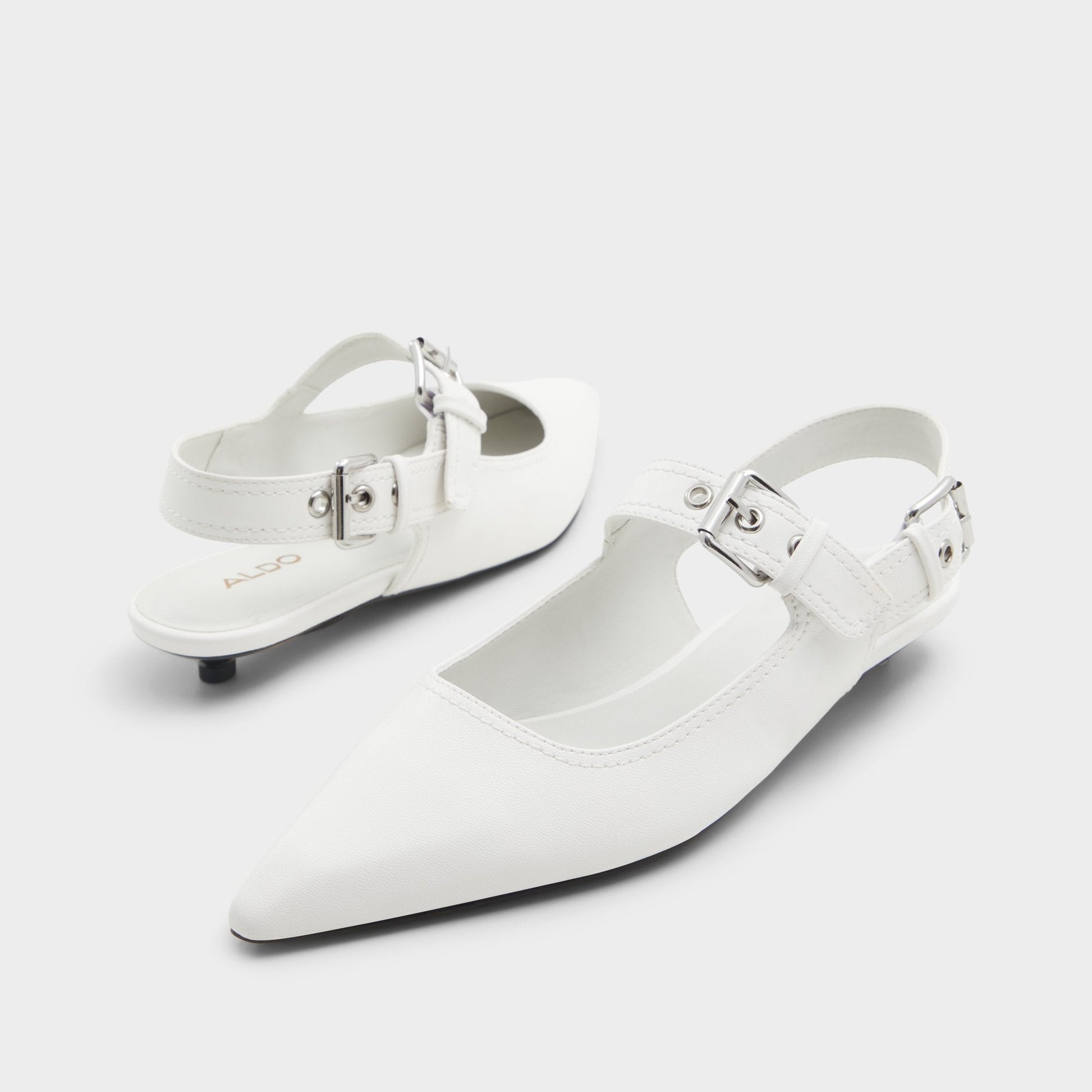 Kellya White Women's Slingbacks - Sling back high heel, Kitten heel - White