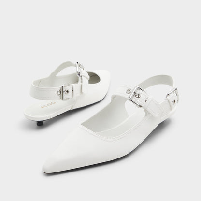 Kellya White Women's Slingbacks - Sling back high heel, Kitten heel - White