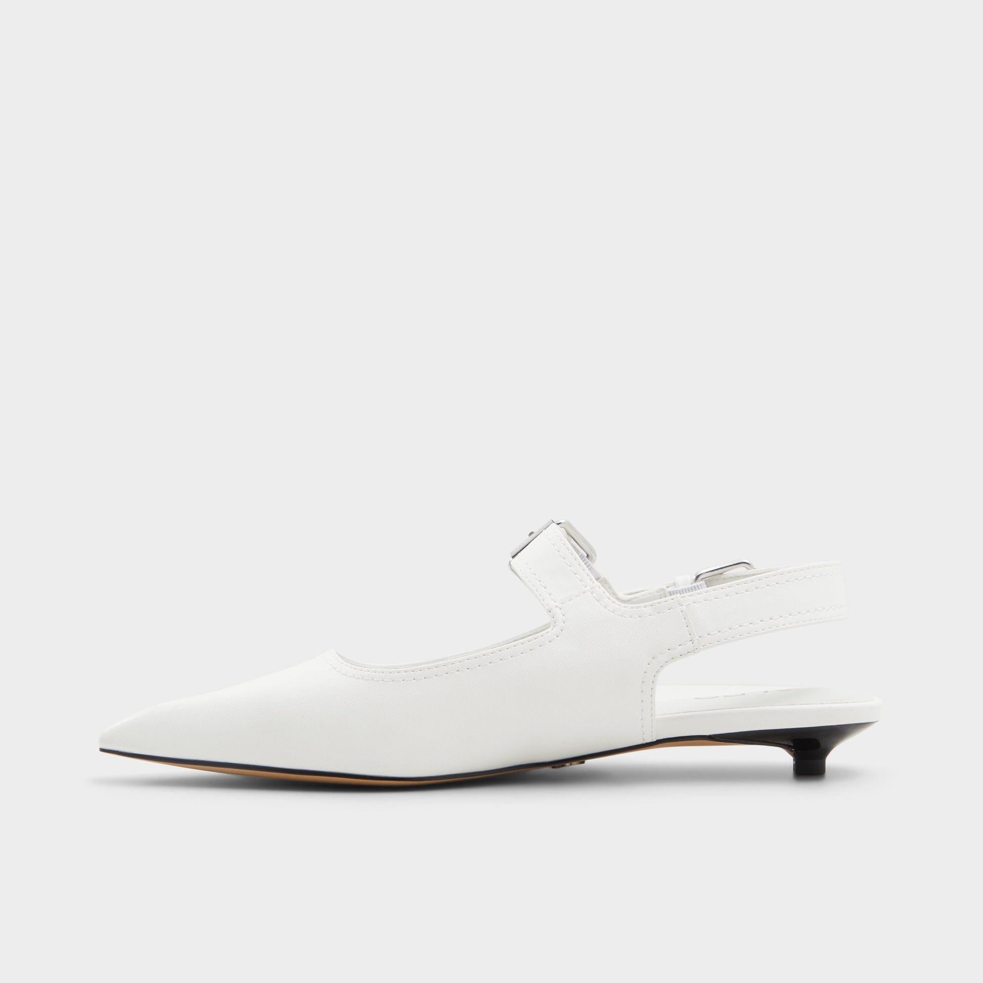 Kellya White Women's Slingbacks - Sling back high heel, Kitten heel - White