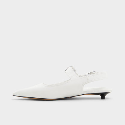 Kellya White Women's Slingbacks - Sling back high heel, Kitten heel - White