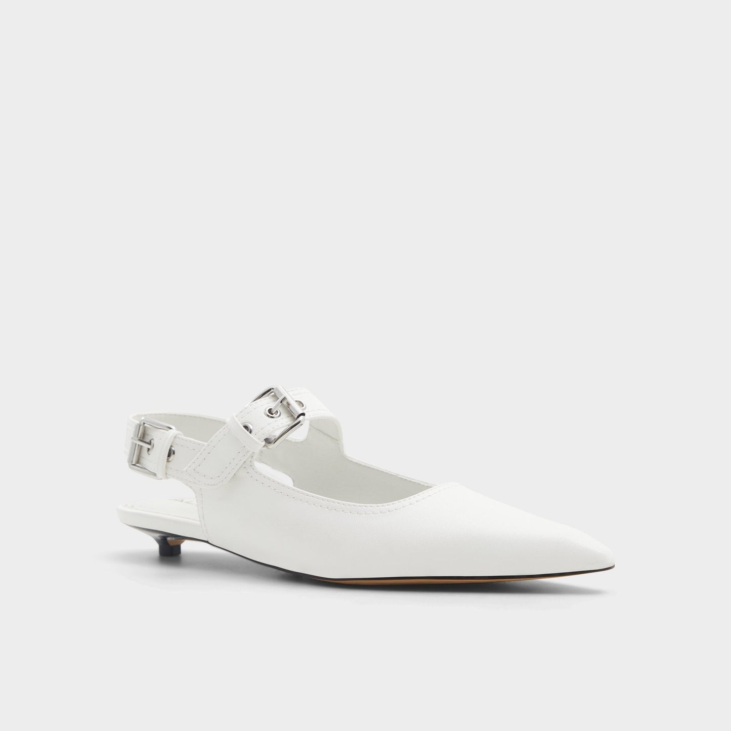 Kellya White Women's Slingbacks - Sling back high heel, Kitten heel - White
