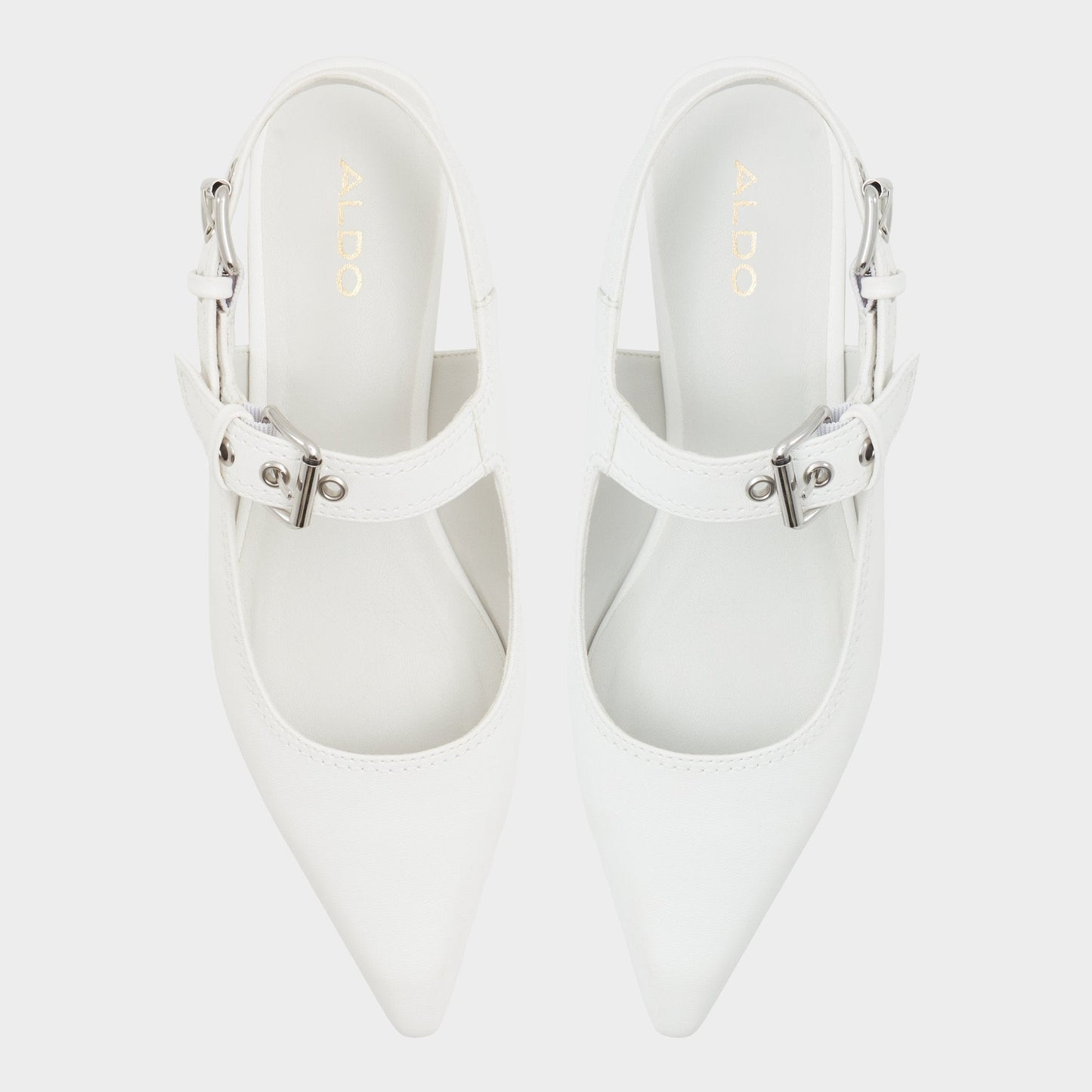 Kellya White Women's Slingbacks - Sling back high heel, Kitten heel - White