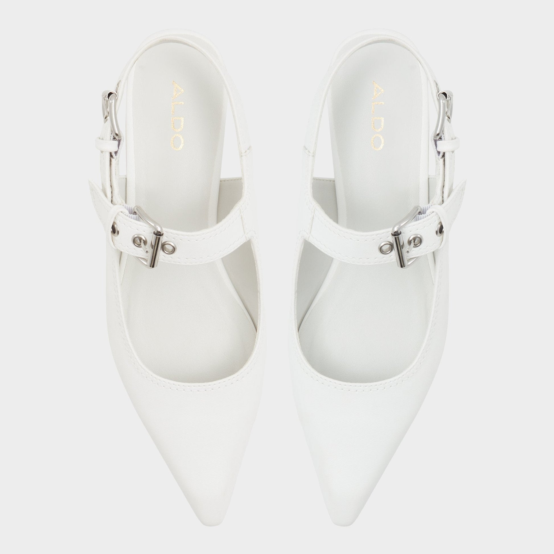 Kellya White Women's Slingbacks - Sling back high heel, Kitten heel - White