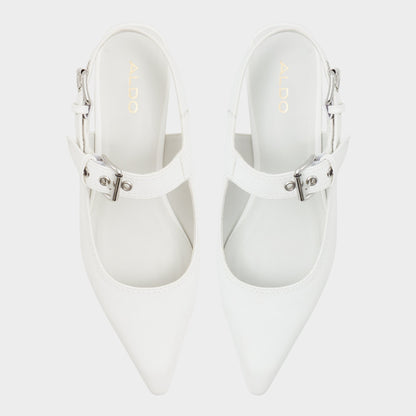 Kellya White Women's Slingbacks - Sling back high heel, Kitten heel - White
