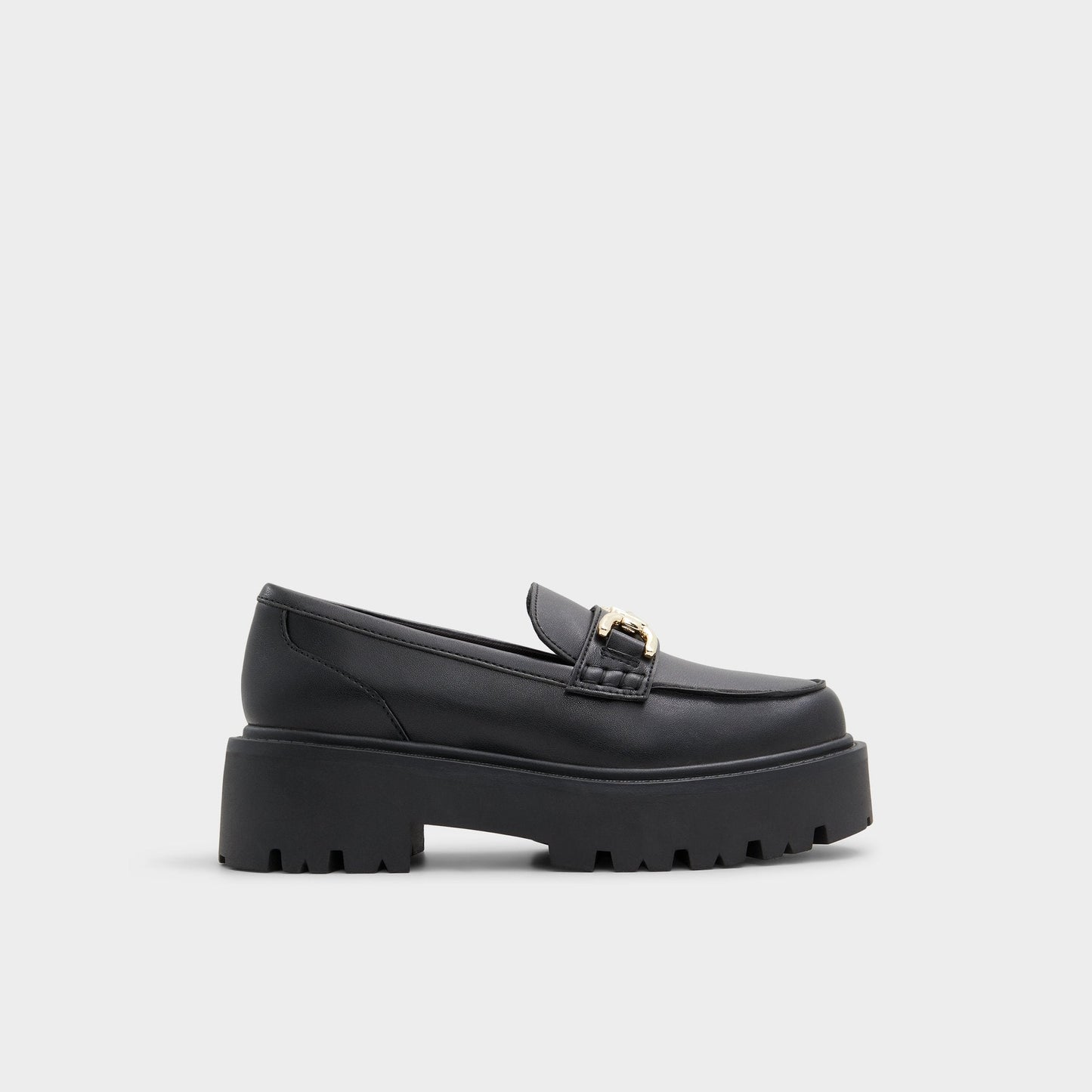 Oneameth Black Synthetic Smooth Women's Loafers & Oxfords - Loafer, Lug sole - Black