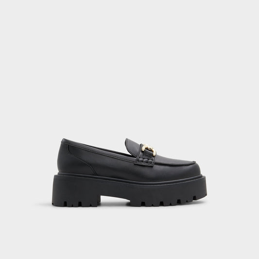 Oneameth Black Synthetic Smooth Women's Loafers & Oxfords - Loafer, Lug sole - Black