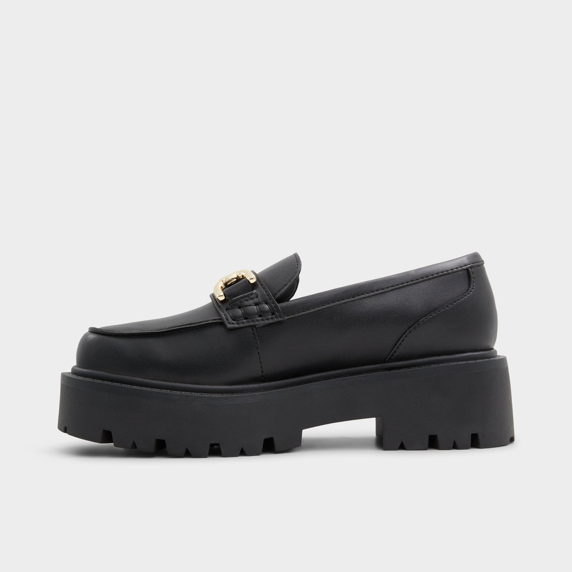 Oneameth Black Synthetic Smooth Women's Loafers & Oxfords - Loafer, Lug sole - Black