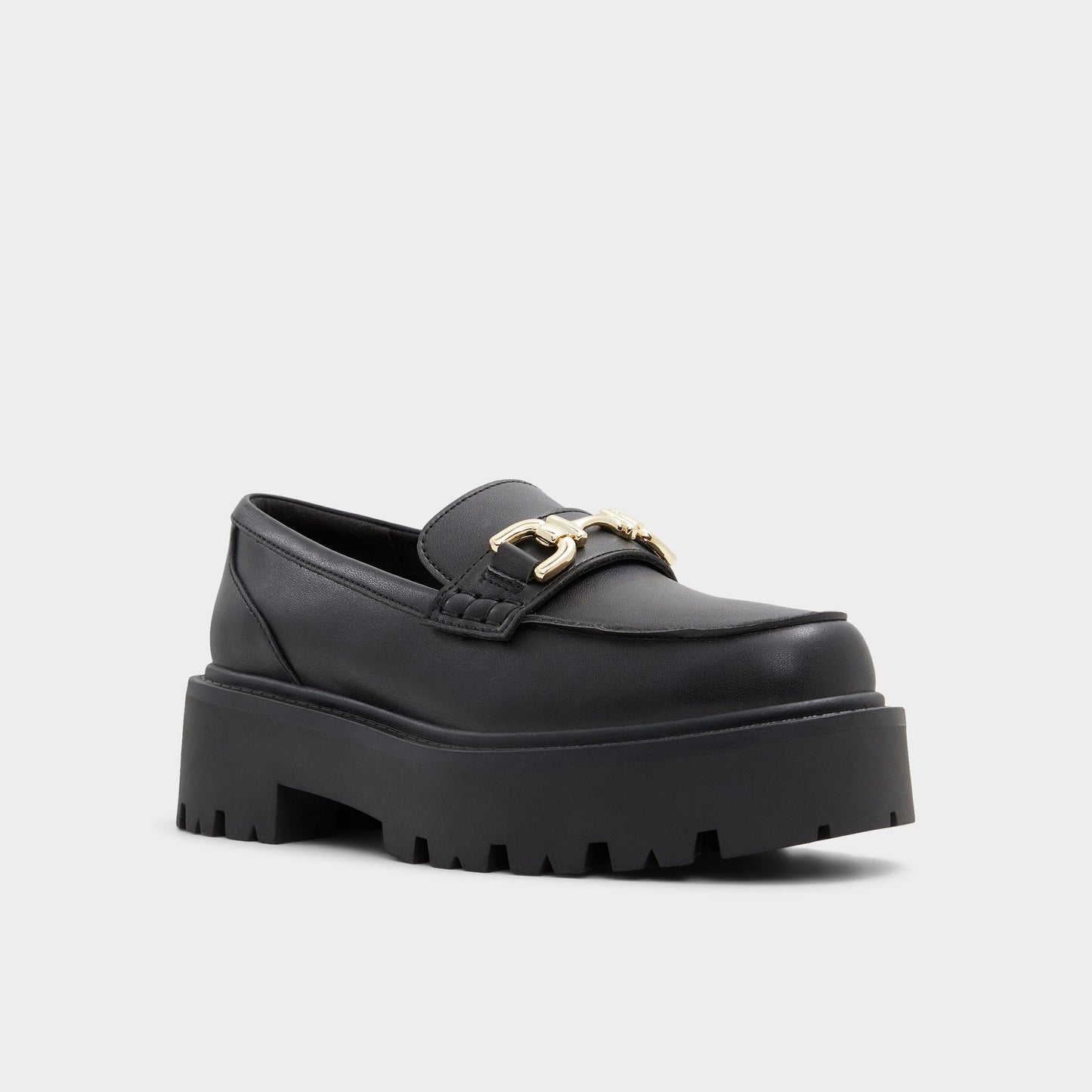 Oneameth Black Synthetic Smooth Women's Loafers & Oxfords - Loafer, Lug sole - Black