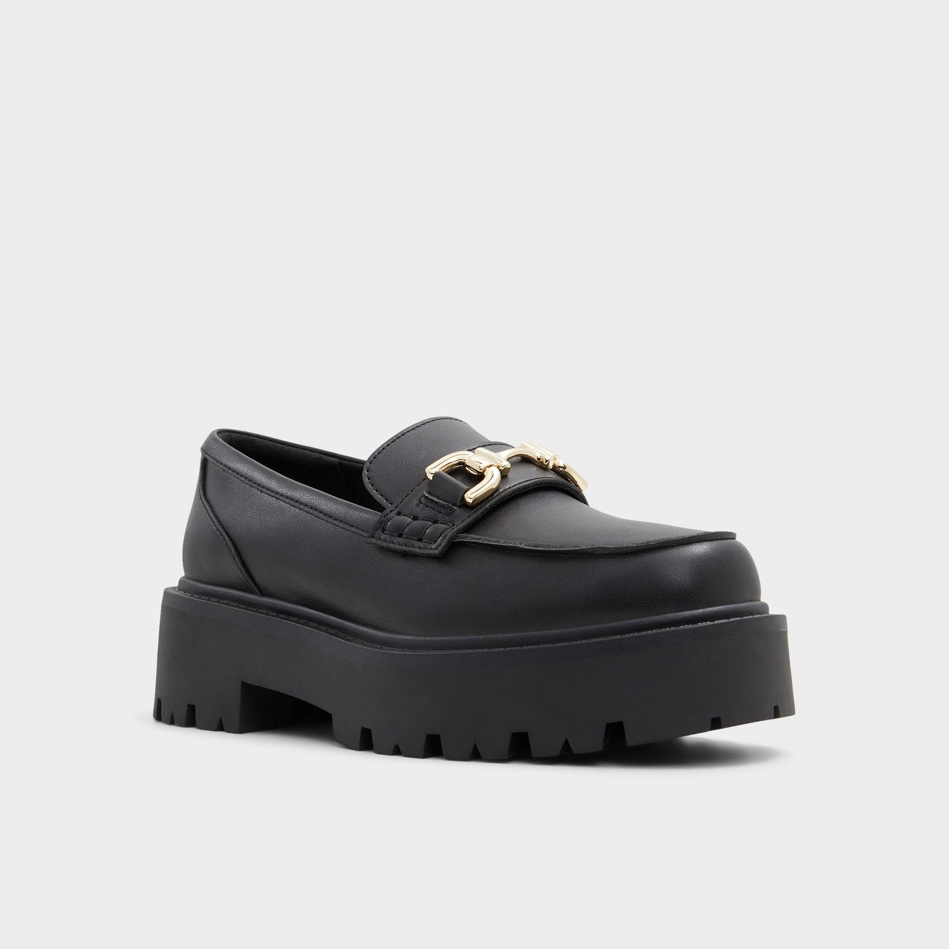 Oneameth Black Synthetic Smooth Women's Loafers & Oxfords - Loafer, Lug sole - Black