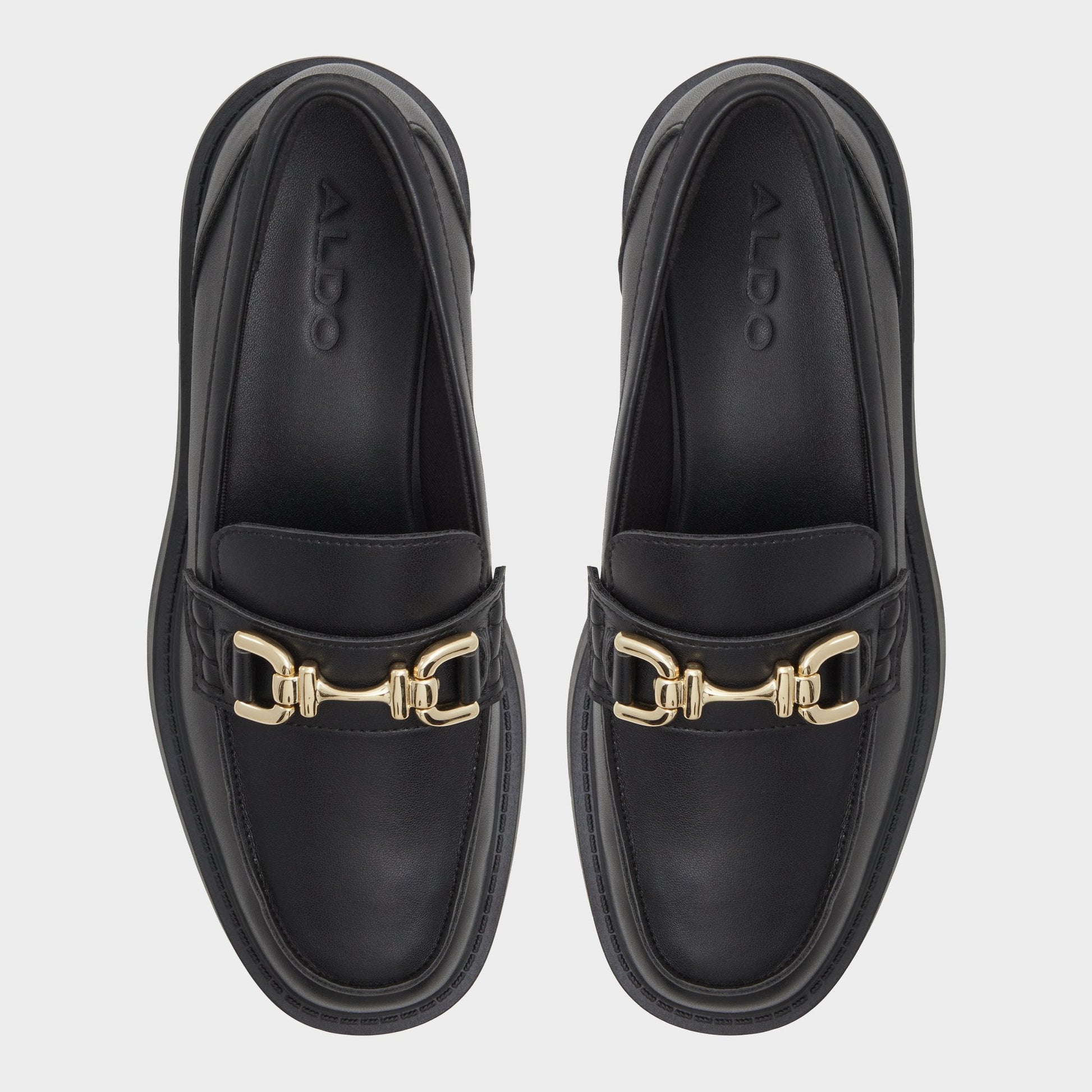 Oneameth Black Synthetic Smooth Women's Loafers & Oxfords - Loafer, Lug sole - Black