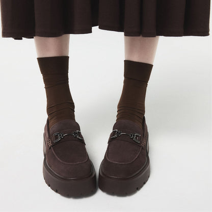 Oneameth in Dark Brown - Loafer, Lug sole - Dark brown