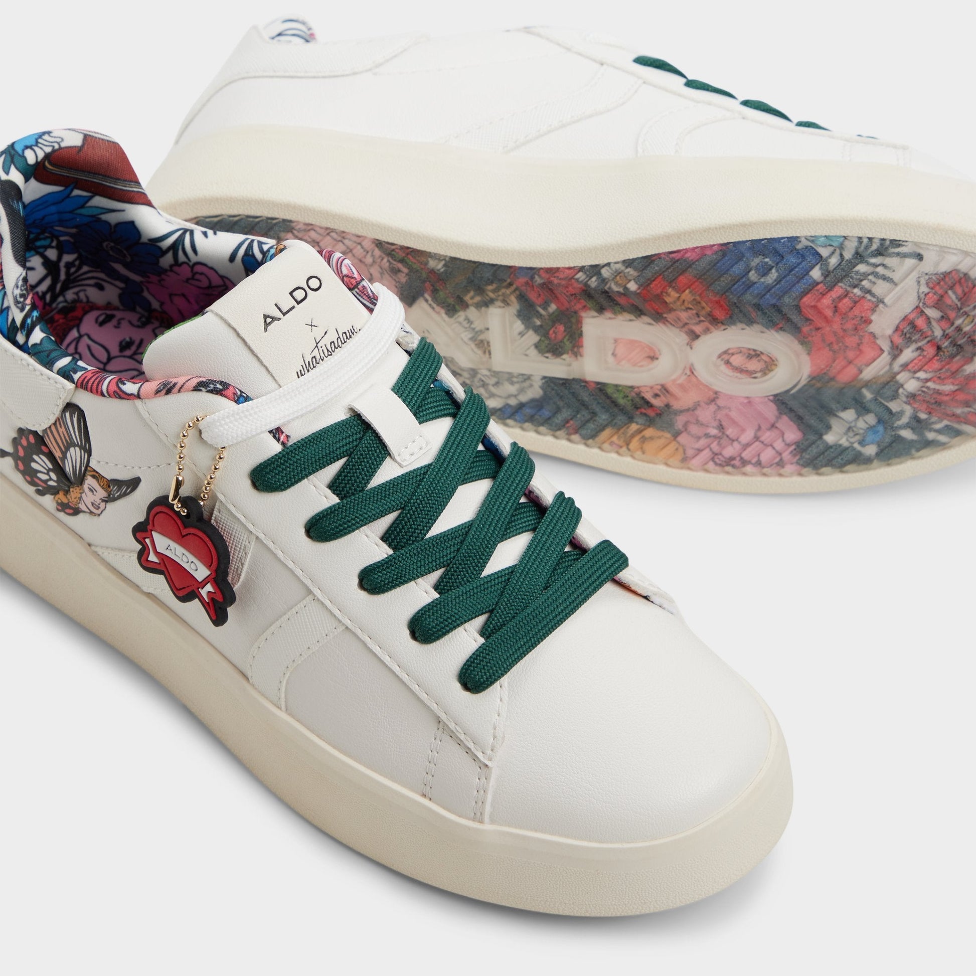Whatisadam in White Multi - Women's low top sneaker, Cup sole - White multi