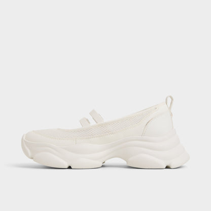 Aethera White Women's Platform and wedge sneakers - Mary Jane Sneakers, Jogger sole - White