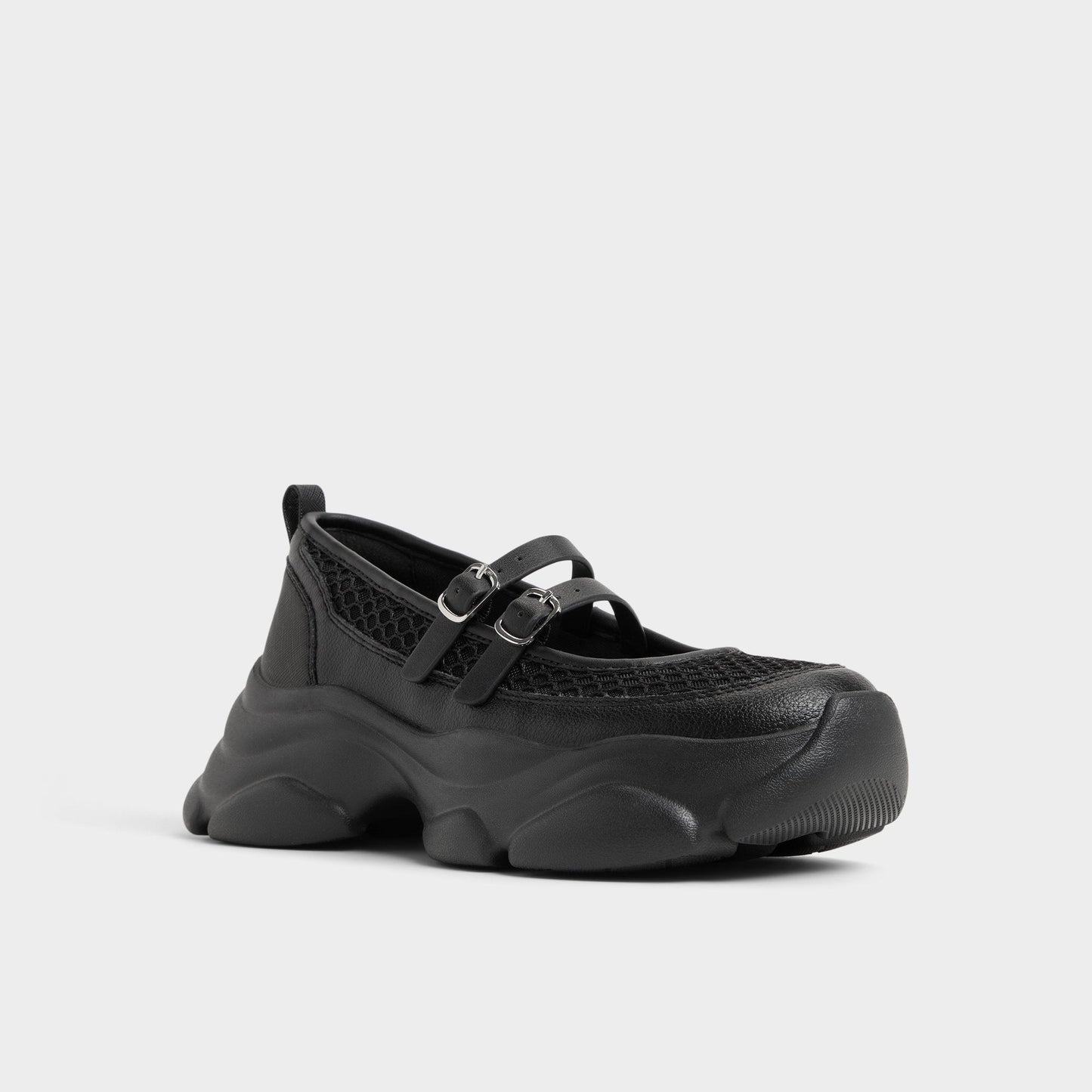 Aethera Black Women's Platform and wedge sneakers - Mary Jane Sneakers, Jogger sole - Black