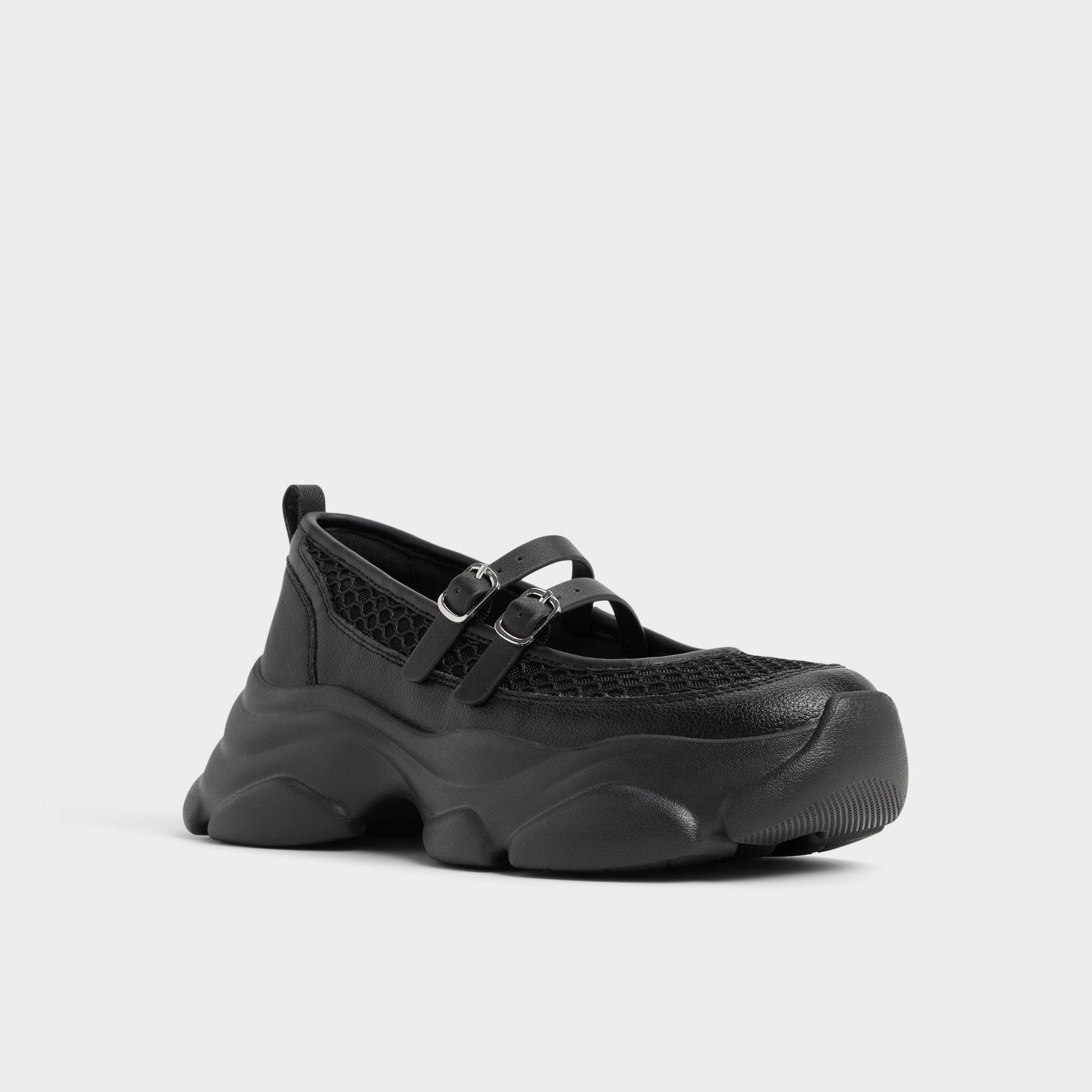 Aethera Black Women's Platform and wedge sneakers - Mary Jane Sneakers, Jogger sole - Black
