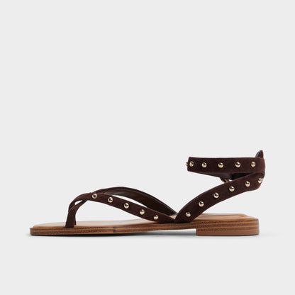 Daressi in Dark Brown - Flat sandal - Dark brown