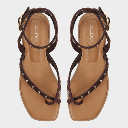 Daressi in Dark Brown - Flat sandal - Dark brown